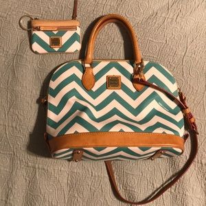 Dooney and Burke teal chevron pattern purse